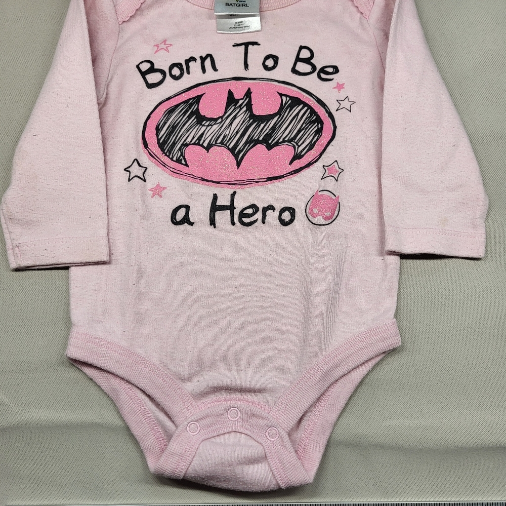 Batman Pink Baby Bodysuit - Born to Be a Hero